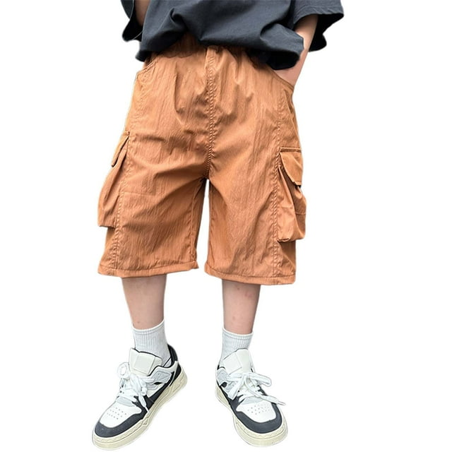 YWOAGH Boys Pants Comfortable Daily Wear Loose Fit Versatile Utility Style for Kids Ages 4-14 Durable and Machine Washable for All-Year Use Pants Orange