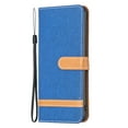 thumbnail image 6 of Nalacover Premium Denim Canvas Case For Galaxy A32 5G Wallet Case with [RFID Blocking] Card Slot Kickstand Magnetic Closure Leather Flip with Strap Phone Cover For Samsung Galaxy A32 5G, Blue, 6 of 8