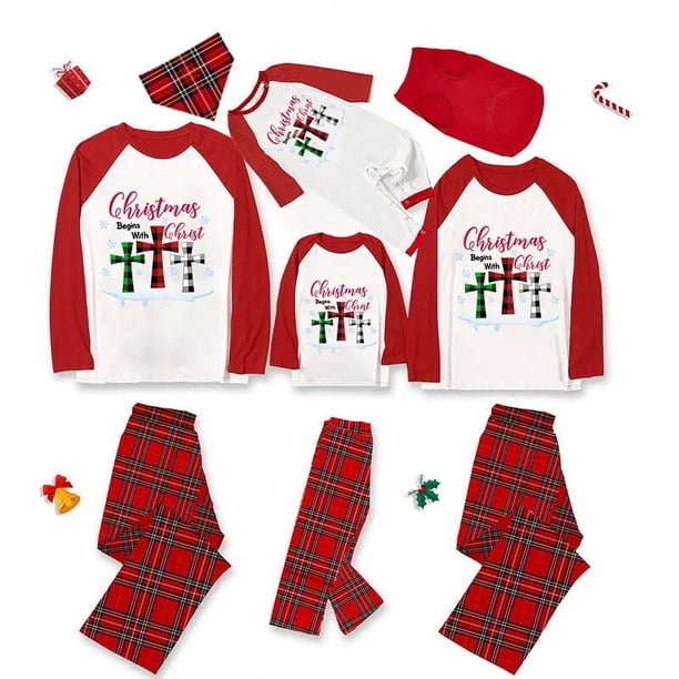Pijamas familiares a juego de Navidad, juego de pijamas de Navidad, copo de nieve, Cristo, gris
