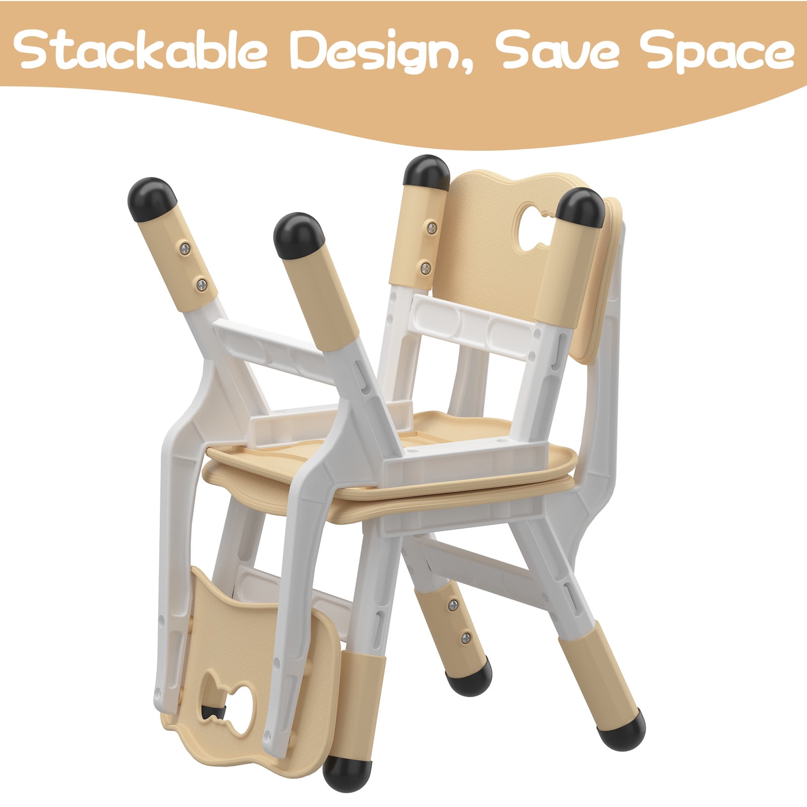 Adjustable Kids Chair 2 Pack, 3 Level Height Adjustable Anti-Slip Plastic Toddler Chair for Boys Girls Children Age 2-8, Suitable for Indoor or Outdoor Home School Daycare Nursery Use