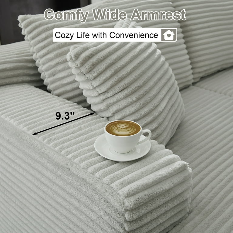 GNIXUU 103” W Corduroy Boneless Couch, L-Shaped Sectional Sofa