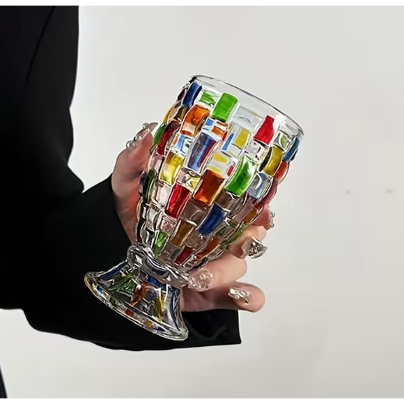 1 vaso de agua retro, vaso de jugo, vaso de whisky tejido pintado, vaso de champán, vaso de cerveza, vaso de vino extranjero, vaso de licor