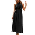 thumbnail image 2 of QUNYINEY Summer Dresses for Women 2025 Sleeveless Casual Solid A-Line Dress One Shoulder Cinched Waist Flowy Maxi Dresses, 2 of 6