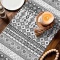 thumbnail image 3 of Grey White Boho Table Runner - 70 Inch Long Vintage Ethnic Tribe Abstract Art Cotton and Linen Blended Dress Scarves Farmhouse Table Runner for Kitchen Dining, Coffee Table, 13" x 70", 3 of 8