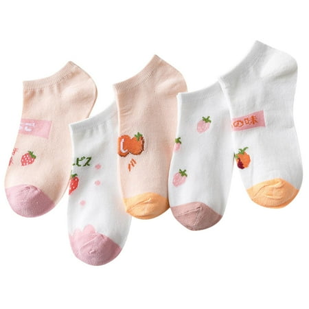 

GWAABD Womens Socks Ankle Women Socks Slippers Fashion New Pattern Cute Fruit Strawberry Pattern Comfortable Breathable Socks