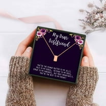 Anavia Best Friend Necklace, Friendship Jewelry, Best Friend Gifts, Gift for Friend, Birthday Gift, Christmas Gift for Her, Cube Pendant Necklace with Wish Card -[Rose Gold Charm]
