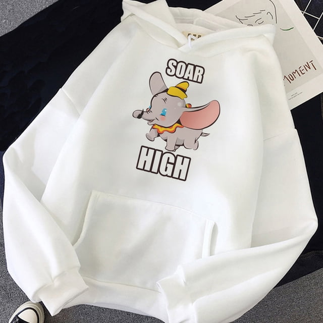 Sudaderas con capucha de Dumbo de dibujos animados de Disney para mujer, divertidas Camisetas estampadas de Anime Grunge Ullzang Harajuku, Tops Unisex