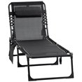 thumbnail image 1 of CoSoTower Chaise Longue Pliante d'Extérieur, Chaise Longue Inclinable avec Dossier Réglable et Oreiller Amovible, Noir, 1 of 7
