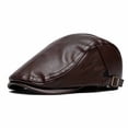 thumbnail image 5 of BELTNOV Men's Leather Flat Cap Vintage Ivy Newsboy Driving Hat Adjustable Faux Leather Golf Cabbie Hat for Fall Brown, 5 of 5