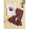 thumbnail image 2 of Coduop Toddler Baby Girl Clothes Suit Short Sleeves Tops Flare Pants Outfit Set, 2 of 8
