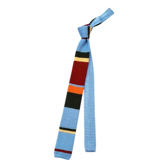 Slim Knitted Tie Necktie Colorful Striped Pattern Sport Casual Tie Narrow Necktie for Business and Casual Wear