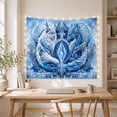 thumbnail image 5 of Snow Leopard and Blue Dragon with Glowing Crystal in Mystical Energy, Moody Fantasy for Wildlife Lovers, Ornate Celestial Artwork, Halloween Gift Tapestry Wall Hanging for Bedroom and Dorm, 5 of 7
