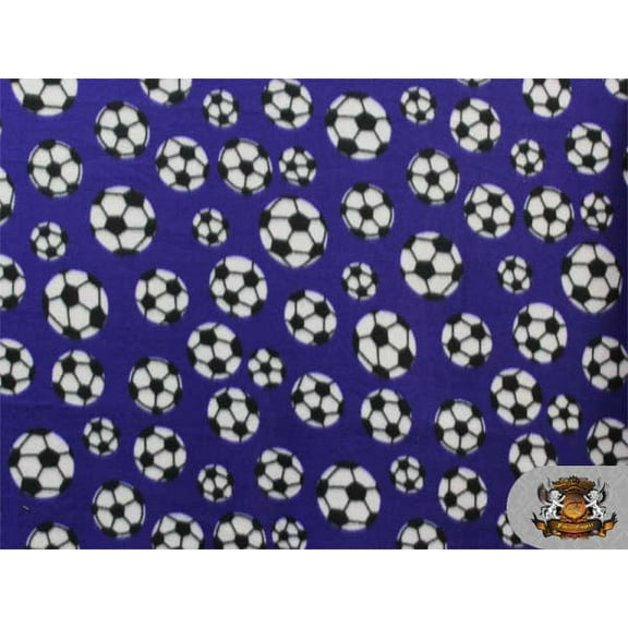 Fleece Fabric Printed *SOCCER BALL VIOLET* By the Yard N-311