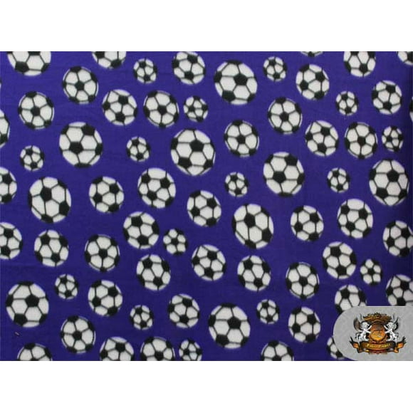 Fleece Fabric Printed *SOCCER BALL VIOLET* By the Yard N-311