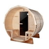 ALEKO SB5ABPI Outdoor or Indoor Pine Barrel Sauna with Panoramic View with Front Porch Canopy, 4500W ETL Certified Heater for 5 Person