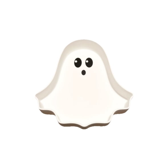 SPOORYYO Halloween Ghost Shaped Candy Bowl, Cute White Snack Serving Tray for Party Table Decor