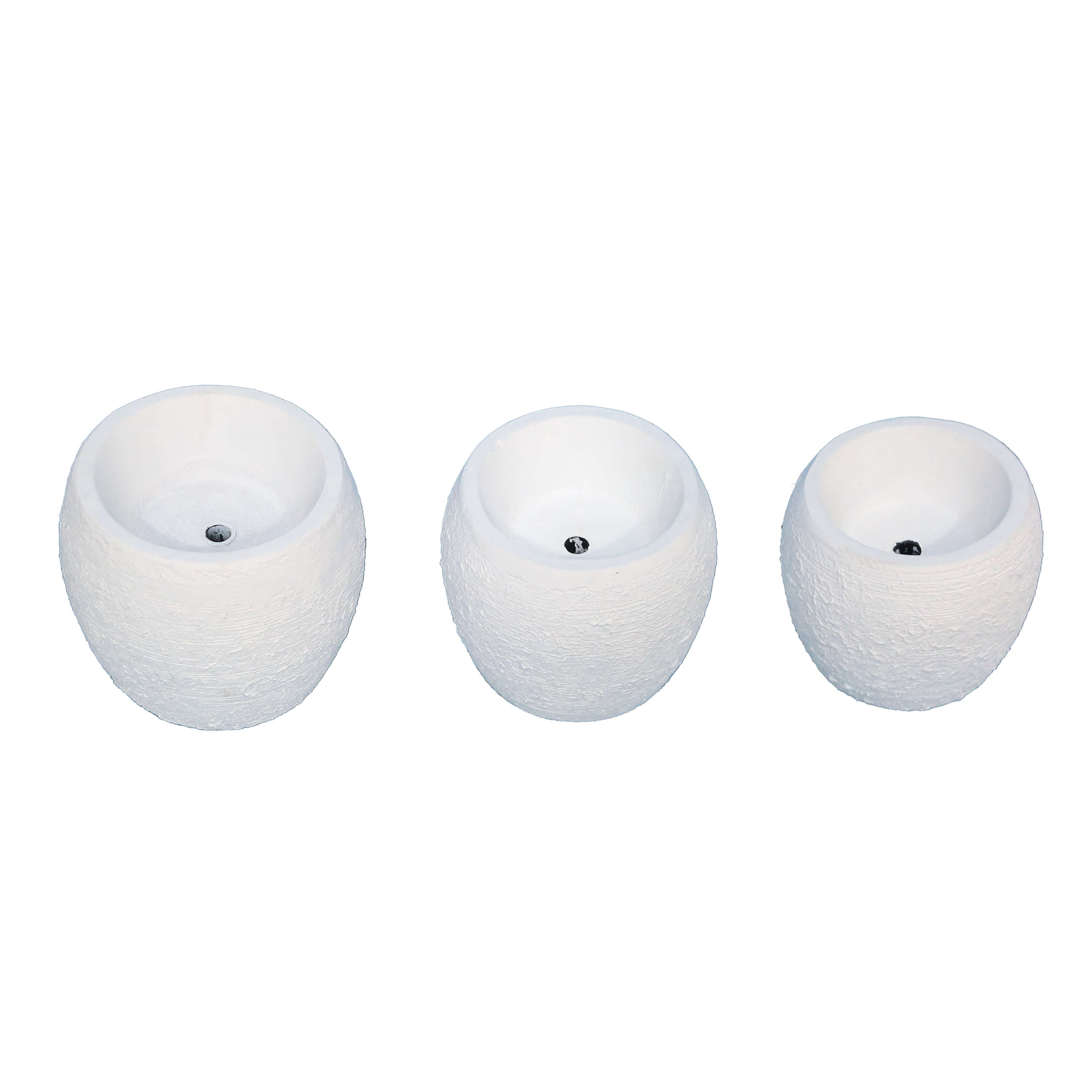 Set of 3 Flocked Resin White Potted Trees Display