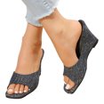 thumbnail image 4 of Anuirheih Clearance Slip on Sandals Women,Women's Wedges Shoes Ladies Beach Sandals Summer Non-Slip Causal Slippers(Dark Blue), 4 of 6