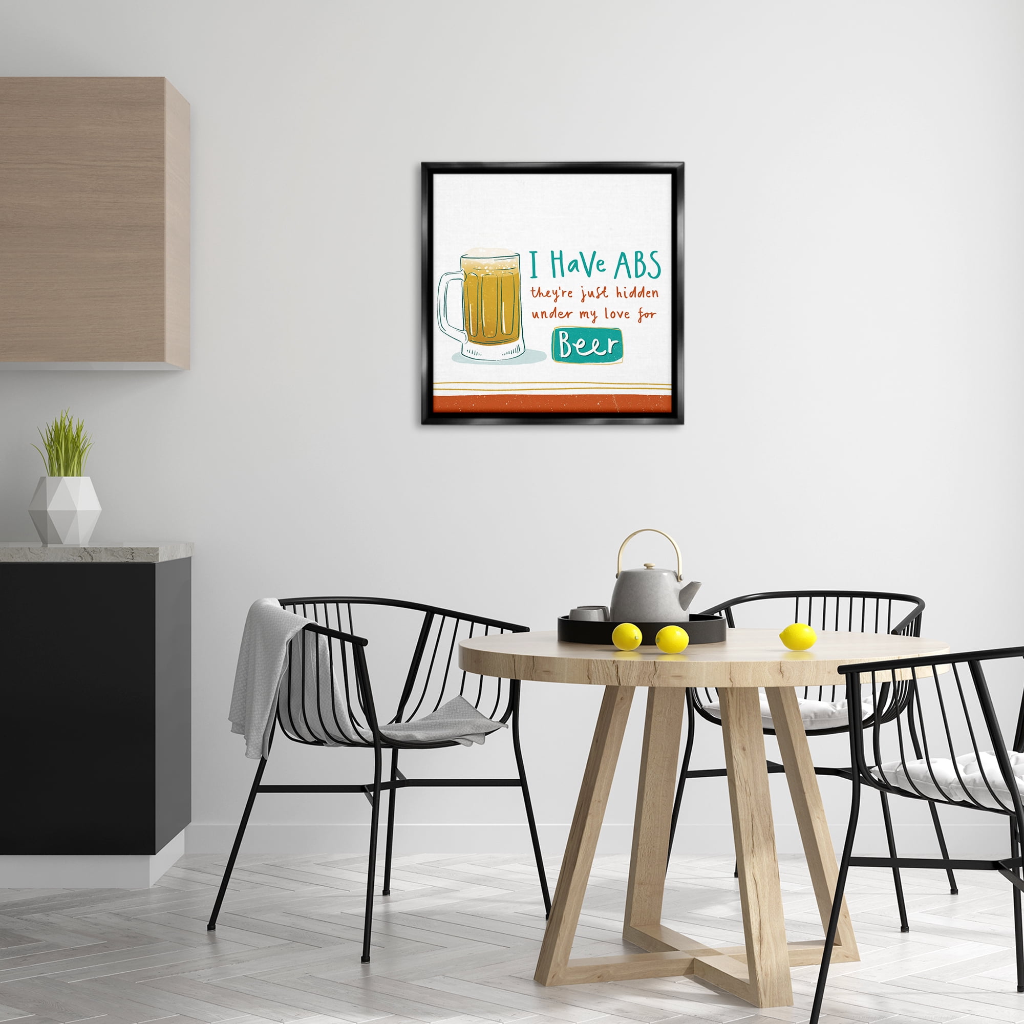 Stupell Industries Funny Beer Phrase Food & Beverage Painting Black Floater Framed Canvas Art Print Wall Art, 25 x 25
