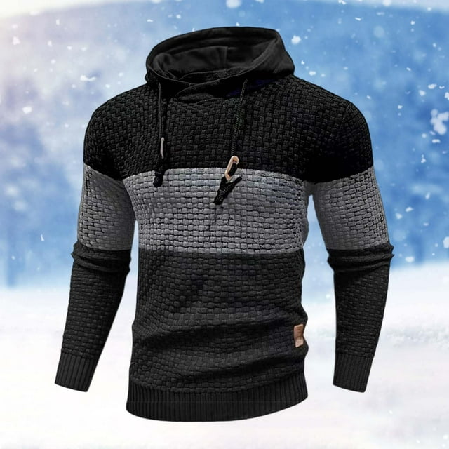 MHFRRA Sudadera Deportiva Informal de Manga Larga con Capucha y Bloques de Color para Hombre, Otoño E Invierno Negro