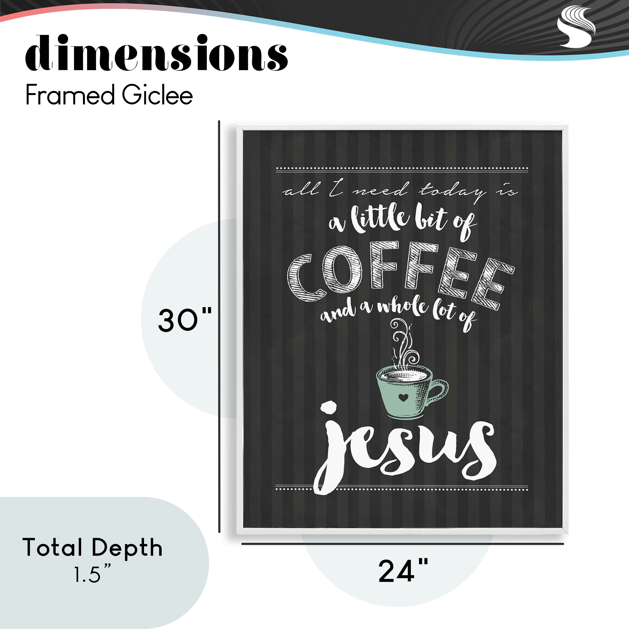 Little Coffee & Whole Lot Of Jesus White Framed Giclee Art, design by Lettered and Lined