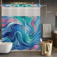 thumbnail image 5 of No Hook Shower Curtains with Detachable Snap-in Liner Set, Blue Pink Ombre Waterproof Hotel Style Bathroom Shower Curtain, Modern Abstract Art Breathable Mesh Top Window Bath Curtains 72''x78'', 5 of 9