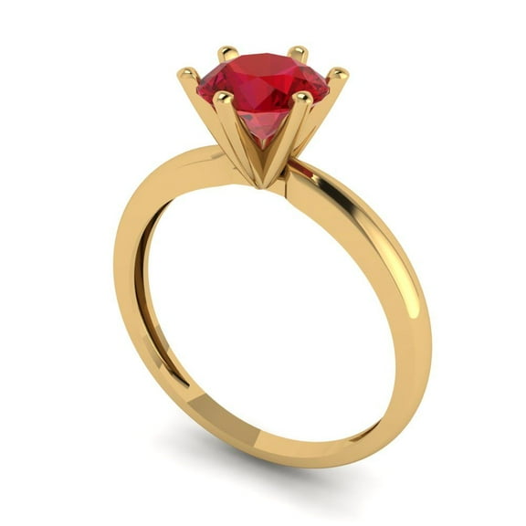 1 ct Round Cut Simulated Pink Tourmaline Solitaire Engagement Ring for Women in 14K Yellow Gold
