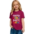 thumbnail image 2 of CUZIBR Boys Girls Graphic T-Shirt Print 100 Days Of School Letter Print Short Sleeve Casual Crewneck Tees For Kids Youth Soft Breathable Shirt Daily Wear Athletic Baggy Tops,Brick Red,3-4 Years, 2 of 6