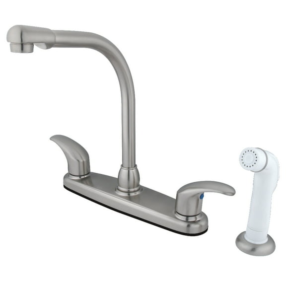 Kingston FB718LL Legacy Two-Handle 4-Hole 8" Centerset Kitchen Faucet with Side Sprayer in Brushed Nickel