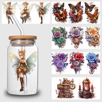 5pcs DIY UV DTF Transfer Stickers, For Glass Tumbler, Waterproof Decals, Plastic Adhesive Label For Bottles And Cups Decor