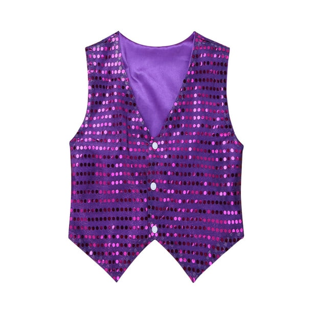 TiaoBug Boy Girl Glittery Sequined Vest Jazz Hip-hop Dance Costume ...