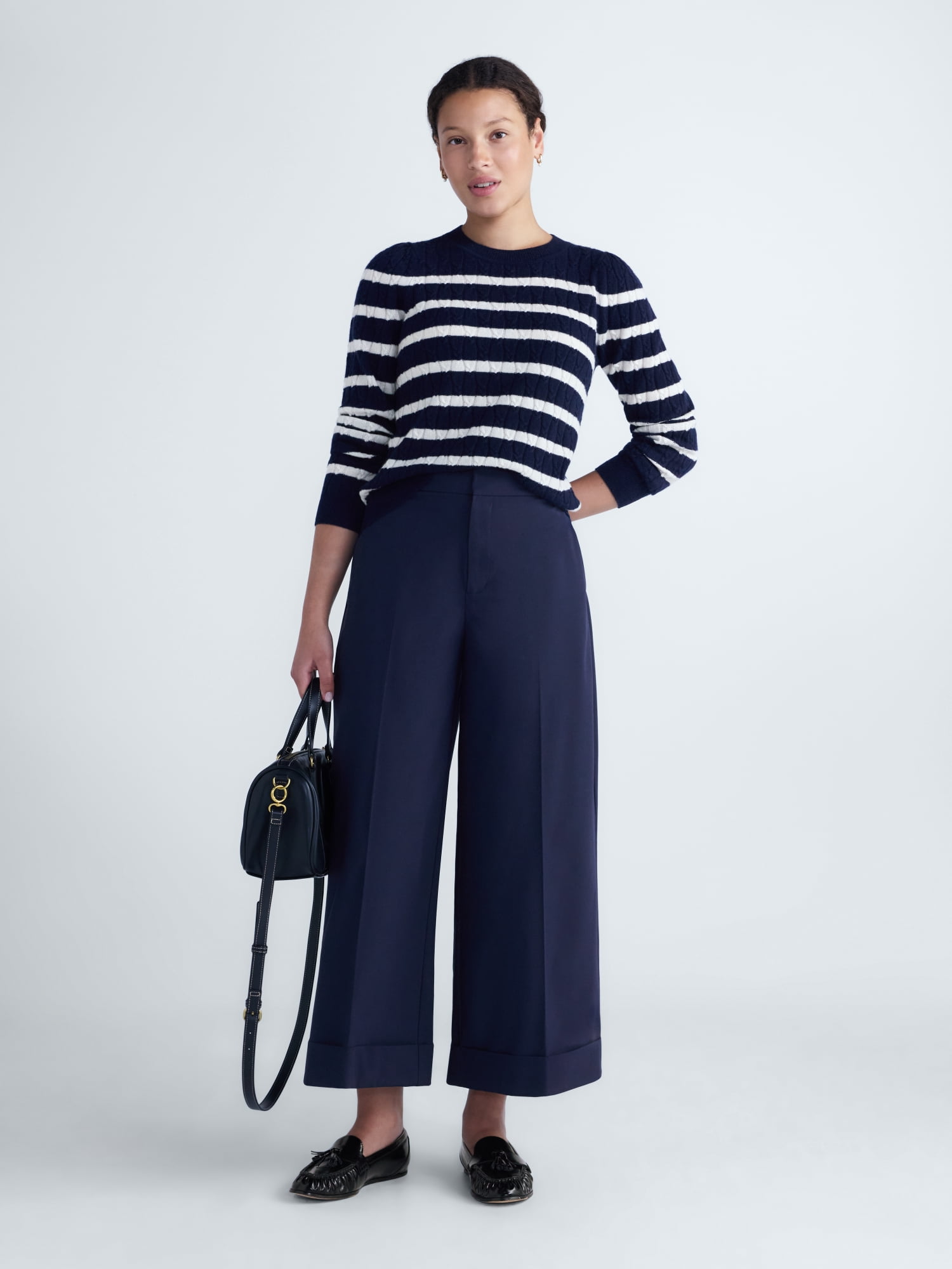 Free Assembly Women's and Women's Plus Wide Leg Cropped Trousers, 26" Inseam, Sizes 0-18