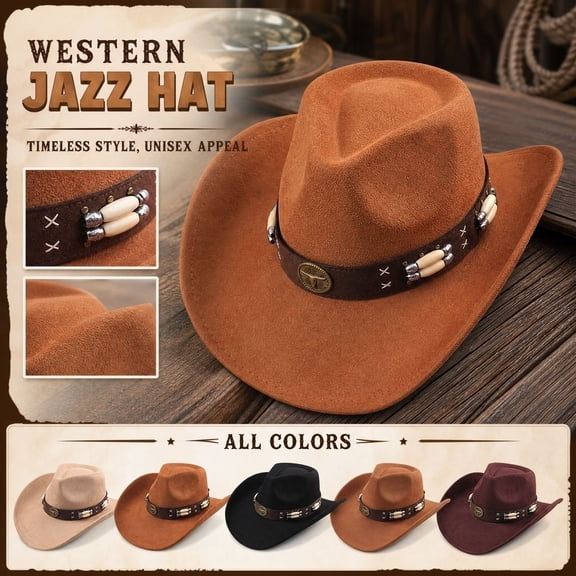 Cowboy Hat for Women and Men, Adjustable Felt Wide Brim Western Cowboy Hat for Parties,One Size