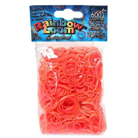 Rainbow Loom Pearl Neon Pink & Yellow Rubber Bands Refill Pack (600 ct)