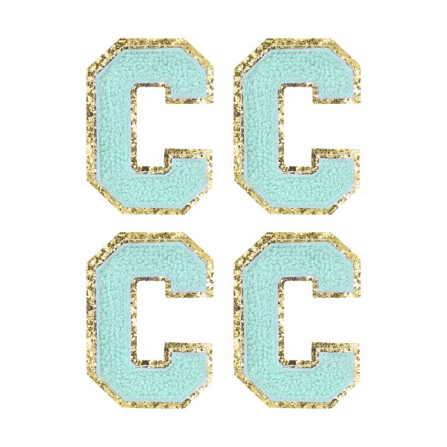 4uds Parches de Letra Chenille Azul 3.1 Pulgadas Unique Bargains para ropa zapatos sombreros mochilas