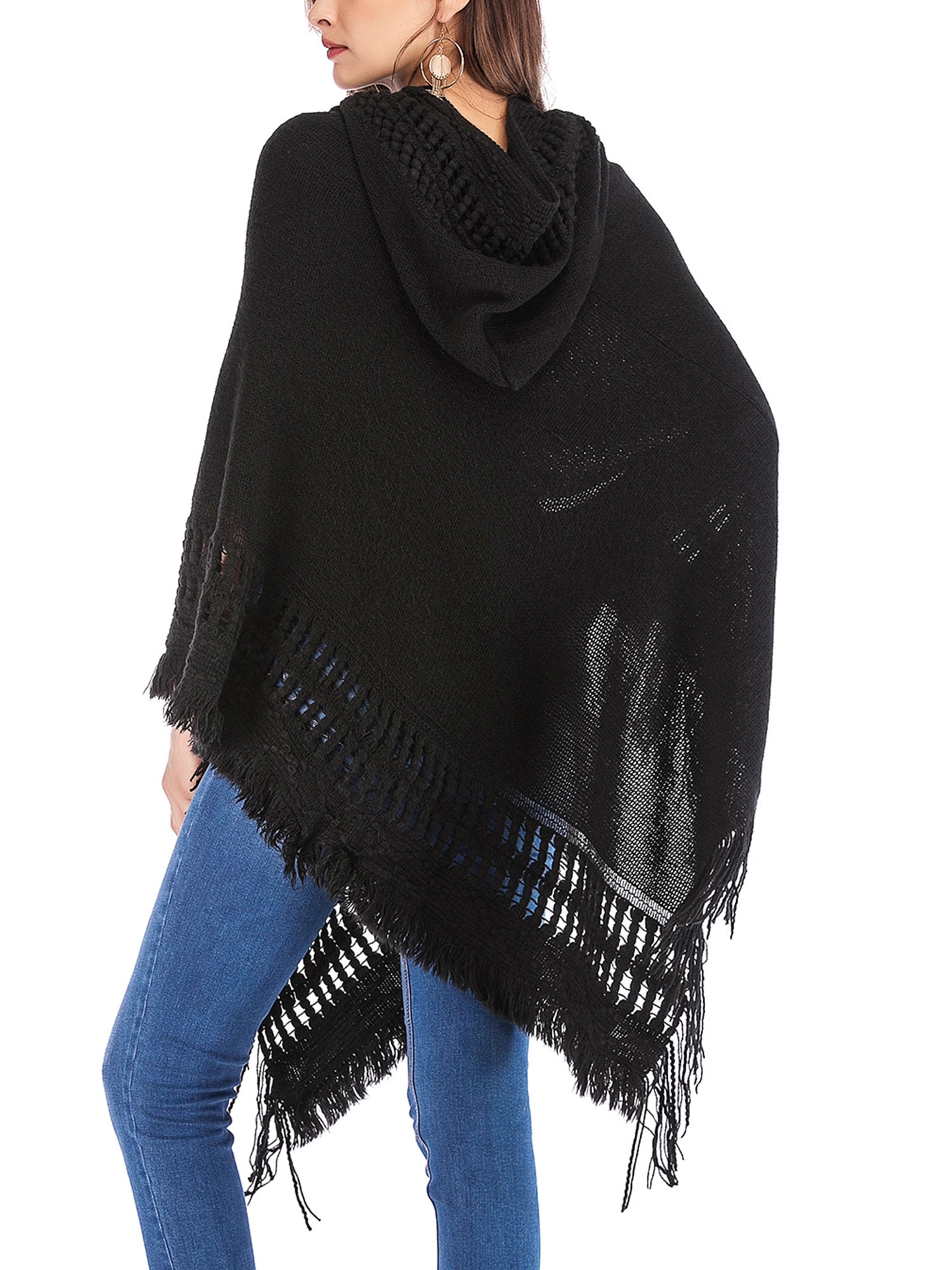 hooded poncho sweater women's