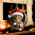 thumbnail image 5 of DAMAI Christmas Tree Ornaments, A Kitten in The Tree Hole 2D Acrylic Hanging Ornament With Holding a Bell, oliday Winter Home Decor Party Supplies, 5 of 5