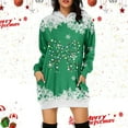 thumbnail image 2 of Christmas Dresses for Women Christmas Outfits for Girls Women's Christmas Printed Long Sleeved Hooded Sweatshirt With Pocket Hoodie Pullover Dress Hoodie, 2 of 4