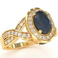 thumbnail image 5 of Three Stone Lab-Created Sapphire Diamond Peekaboo Halo Engagement Ring In 14k Yellow Gold, 5 of 6