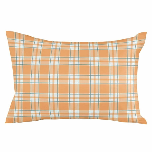 Orange White Plaid Throw Pillow Cover 12 x 20 Inch Decorative Pillow Cover Country Buffalo Checked Gingham Lumbar Pillowcase Seasonal Rectangle Cushion Case for Couch Sofa Bed Living Room