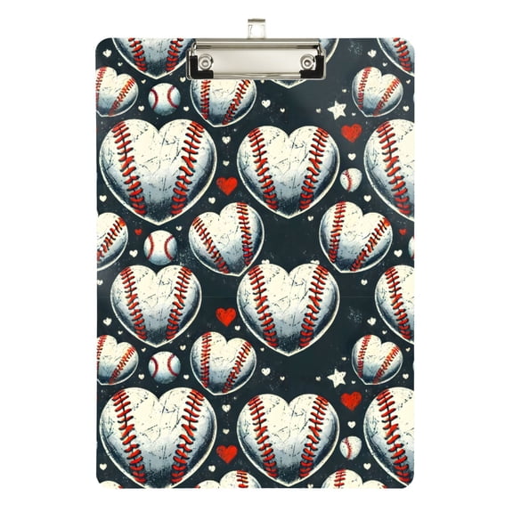 ALAZA Plastic Clipboard A4 Letter Size Decorative Clipboards for Students Women Men 9" x 12.5" Baseball Heart Shape