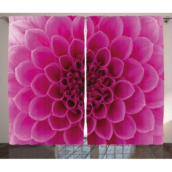 Ambesonne Floral Curtains 2 Panel Set, Fresh Bloom Petal Nature, 108" x 63", Magenta