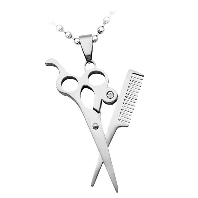 Tijeras Delicadas Peine Peluquero Colgante Peluquero Cadena Collar 19 " - Plata Sunnimix Colgante de moda Neckalce