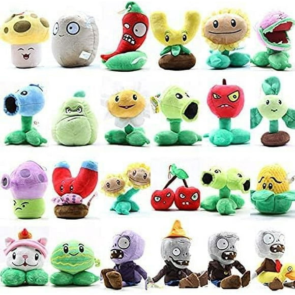LAICAIW 24Pcs/Set Plants vs Zombies Stuffed Animal Pea Shooter Sunflower Squash Soft Plush Toy Set - 18cm