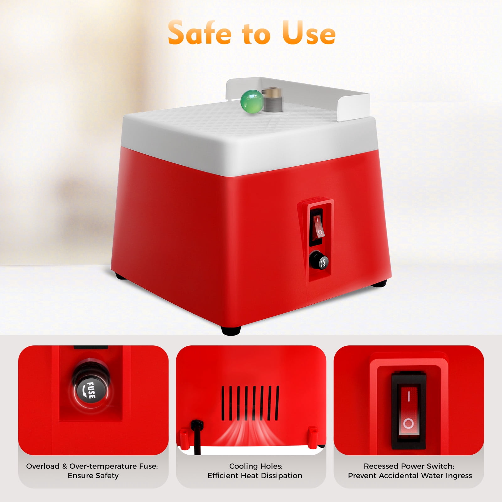 ChicHomey 110V Stained Glass Grinder Diamond,4200RPM, Automatic Water Feed,for Glass, Ceramic, Jade, Stone, DIY & Workshop,Red​