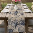 thumbnail image 4 of Ocean Compass Table Runner 70 Inches, Vintage Coastal Starfish Shell Conch Beige Bed Runner Dresser Scarves Tabletop for Indoor Outdoor Parties/Ceremony/Banquet, 13" x 70", 4 of 9