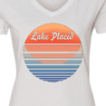 thumbnail image 4 of Inktastic Lake Placid Retro Sunset Women's V-Neck T-Shirt, 4 of 5