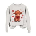 thumbnail image 4 of SHBYBY Womens Valentines Day Sweatshirts Cute Cow Print Crew Neck Winter Pullover Tops Long Sleeve Sports Casual Loose Warm Womens Blouses White XXL, 4 of 4