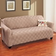 thumbnail image 2 of Collections Etc Double Diamond Form Fit Stretch Furniture Slipcover, Beige, Sofa, 2 of 4