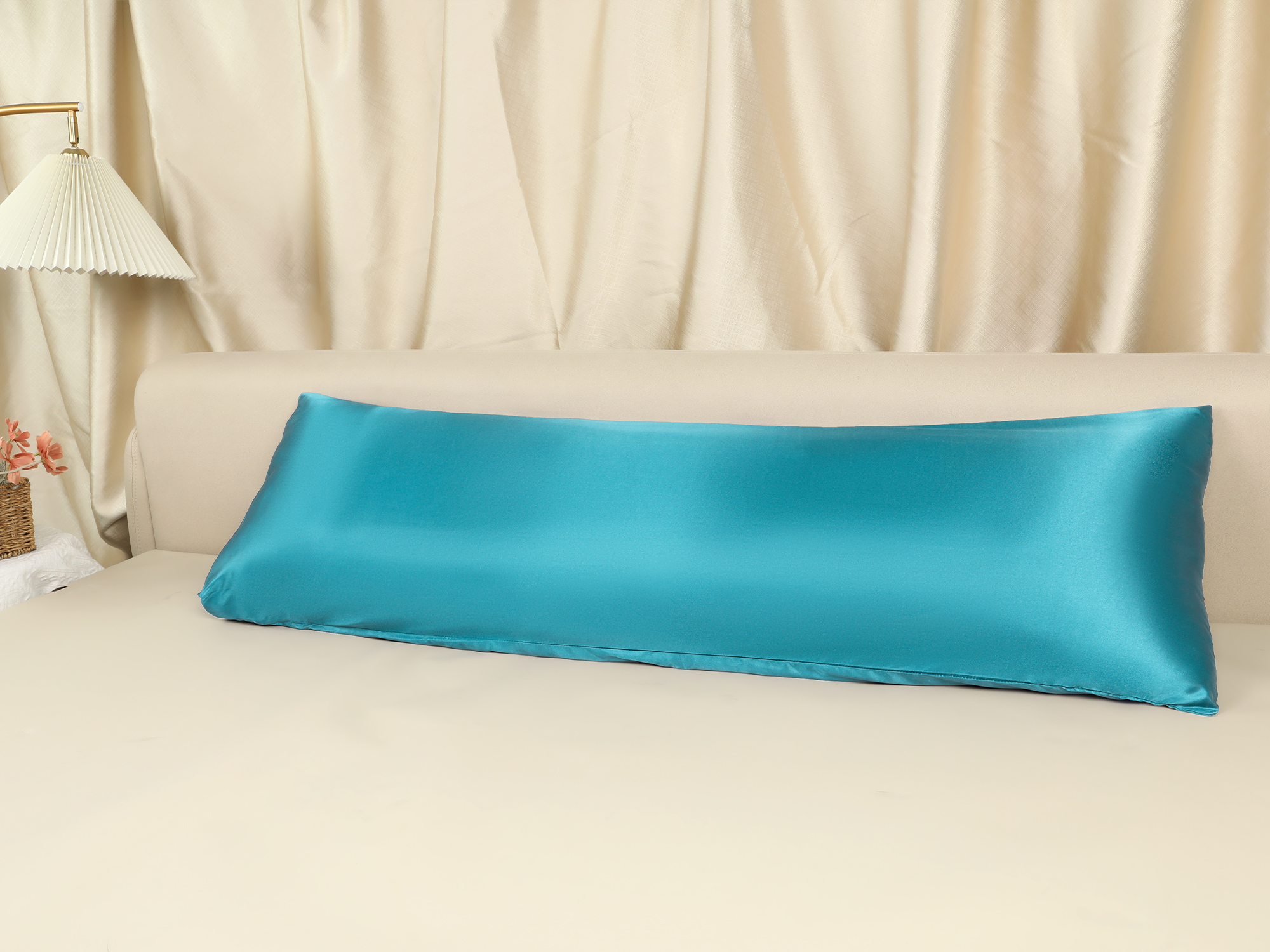 Unique Bargains Satin Pillow Cases Set of 2 Cooling Pillow Covers Blue Green